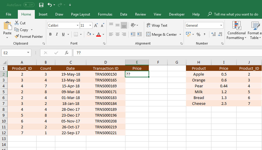 Index match example 1