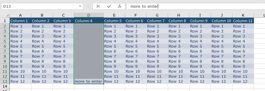 Enter Data no D 