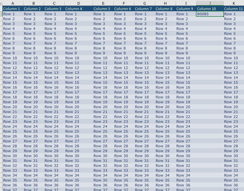 Big table with data fill down